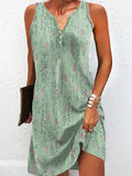 Loose Plus Size Printed Split-Joint V-Neck Mini Dresses